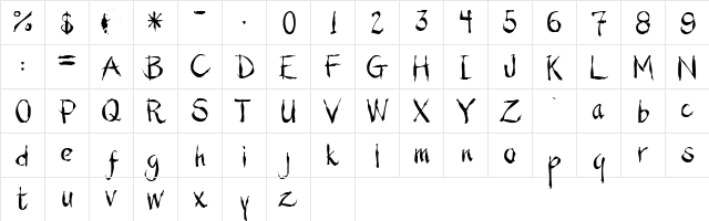 Jimmy Benedict Regular  glyph index