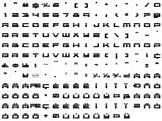 Vorpal Expanded Expanded  glyph index