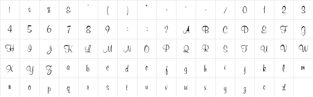 Balsam Regular  glyph index