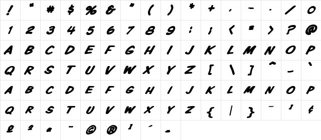 VTCKomixationSCBoldItalic Regular  glyph index