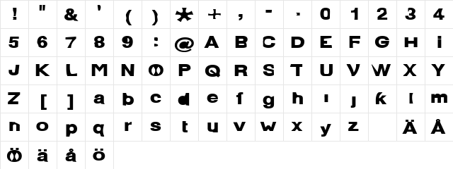 Paolo Bold Extented Normal  glyph index