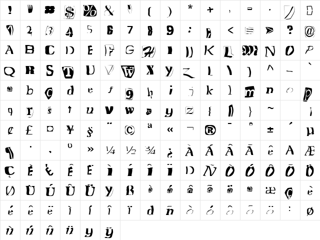 FZ WARPED 15 Normal  glyph index
