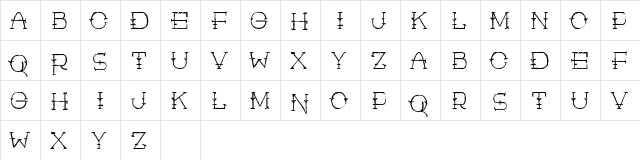 Rustic Man Regular  glyph index