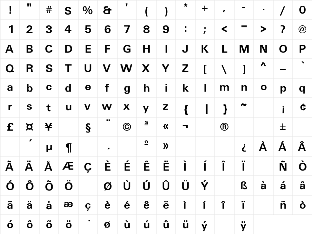 Galaxian Regular  glyph index