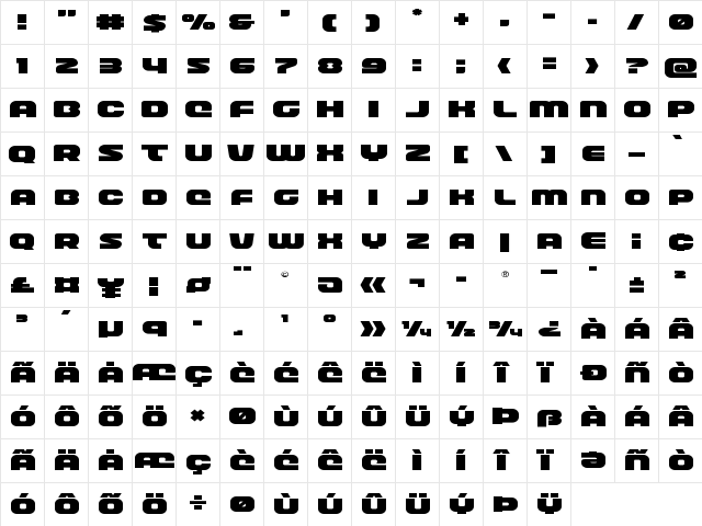 Front Runner Expanded Expanded  glyph index