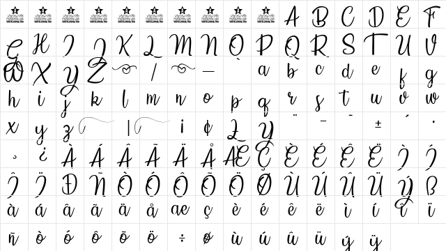 Countryside Regular  glyph index