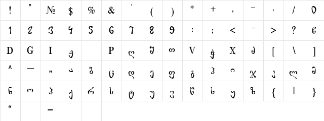 Phunji Regular  glyph index