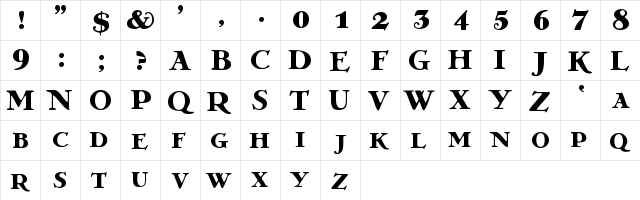 GrekoDeco Bold  glyph index