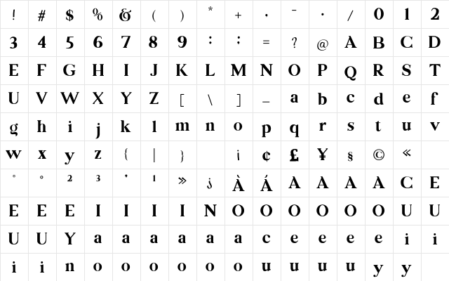 Kiano Trial Regular  glyph index