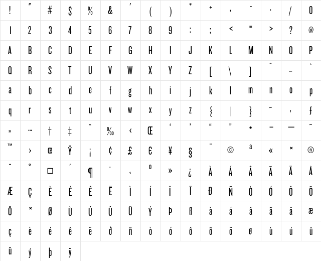 Knockout HTF27-JuniorBantamwt  glyph index