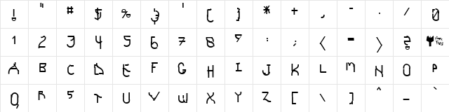 Futurex Schizmatic Regular  glyph index