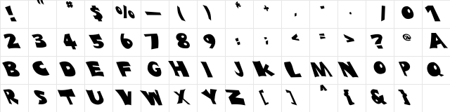 BLADES Extreme Lefty Regular  glyph index