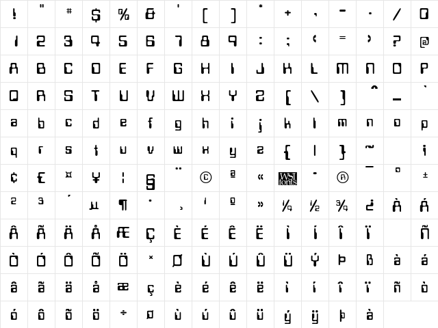 MagneticCard Regular  glyph index