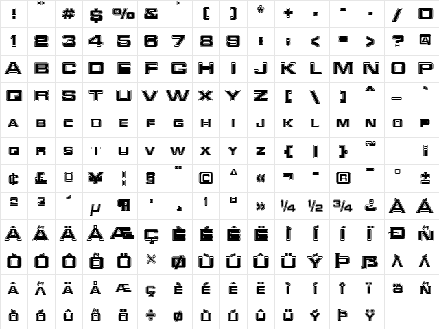 Red Alert Regular  glyph index