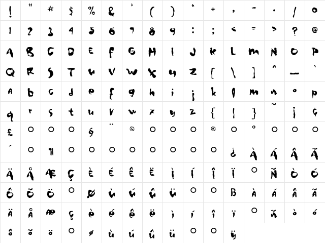 HouseSawce Regular  glyph index
