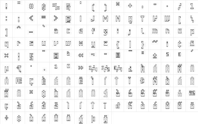PF Online Three Pro DOutline  glyph index