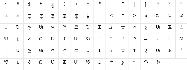 PT Baybayin Linear -Normal Regular  glyph index