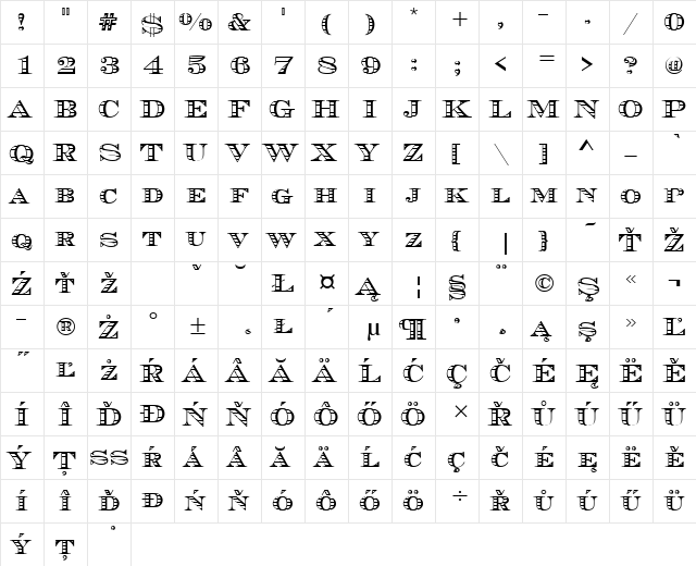 ChevalierStrSCDEE Regular  glyph index