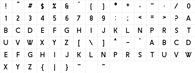 Cute Zealand Regular  glyph index