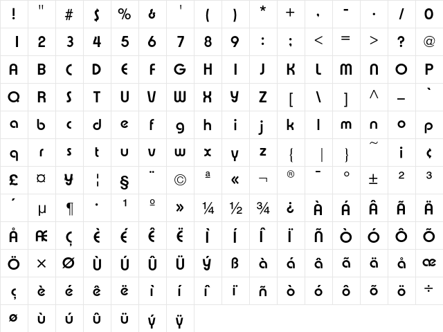 Expressa Mdm  glyph index