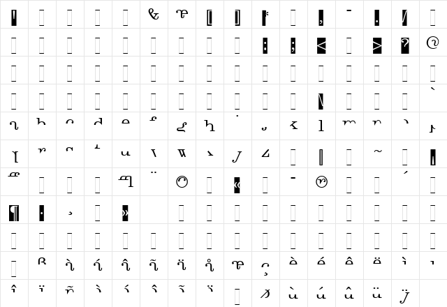 Canyou (Plain)  glyph index