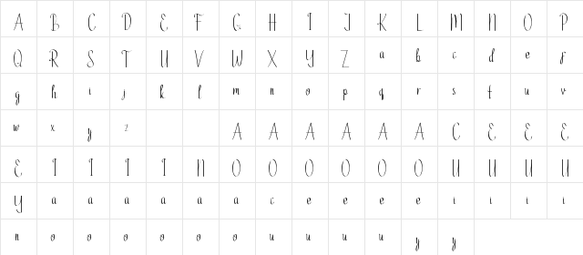 Ethelyne Demo Regular  glyph index