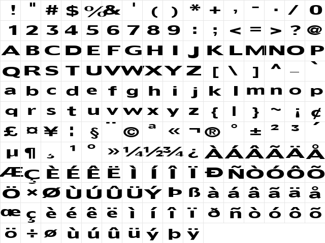 FZ BASIC 55 EX Normal  glyph index