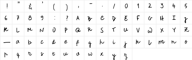 Rough Notes Sample Regular  glyph index