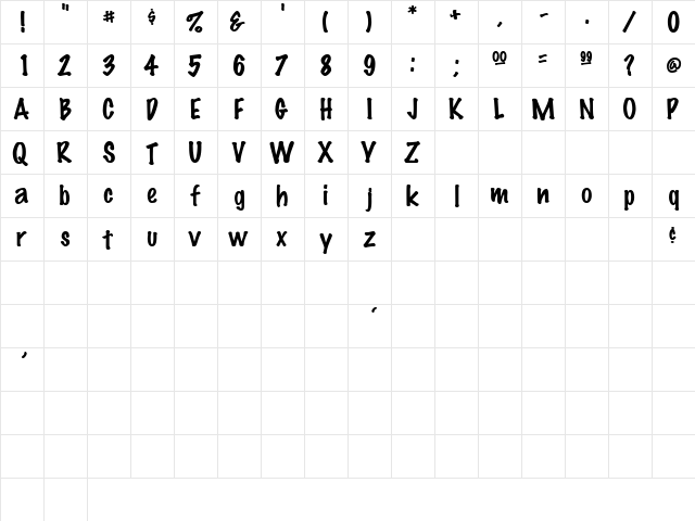 FlairSSK Regular  glyph index