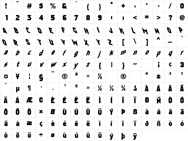 Stare 2 Normal  glyph index