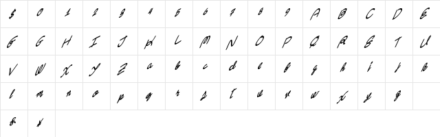 Swingers Regular  glyph index