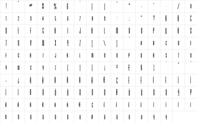 VarickaSC Regular  glyph index