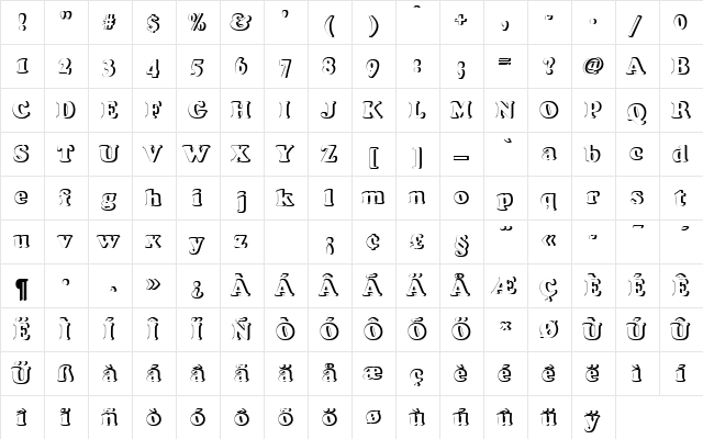 CooperBlaDConRe1 Regular  glyph index