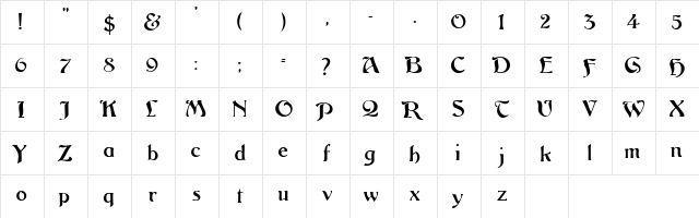 VitorioSSK Regular  glyph index