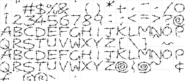 Barbed Wires Regular  glyph index