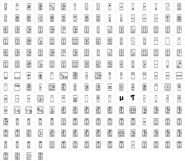 a_GladeCmOtl Regular  glyph index
