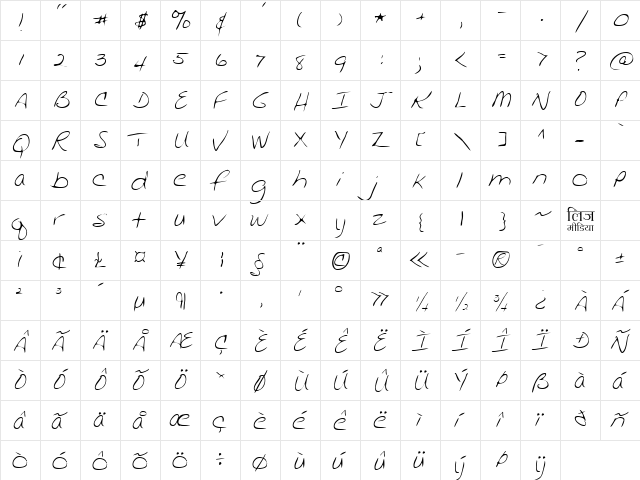 LEHN136 Regular  glyph index