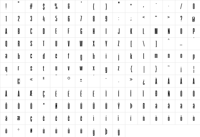 FatCow Regular  glyph index
