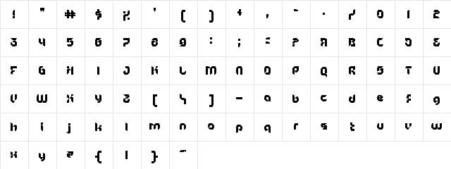 Lycra Regular  glyph index