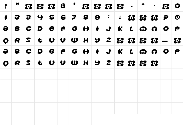 DaisyChain Regular  glyph index