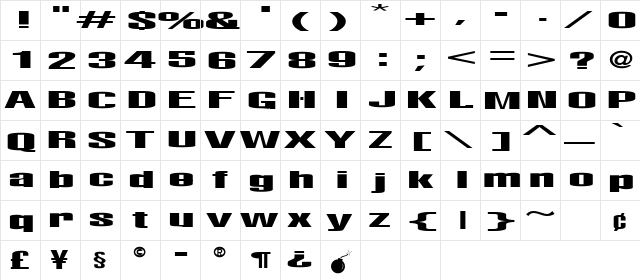 Lights Regular  glyph index