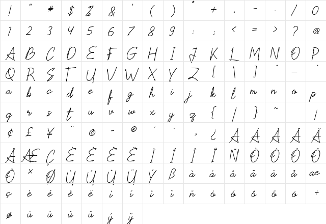 Scoutline Regular  glyph index