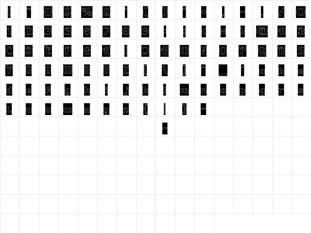 The Revolutions-Hollow-Inverse Regular  glyph index