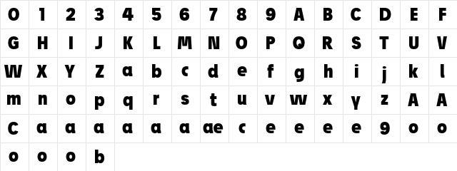 Josef Pro Bold Black  glyph index