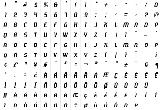 77London Fall  glyph index