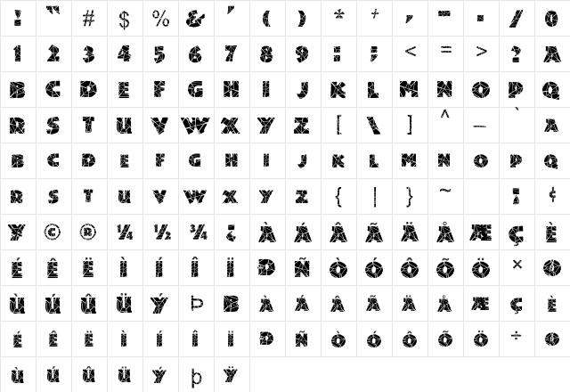 Dinosuaria-Cracked Normal  glyph index