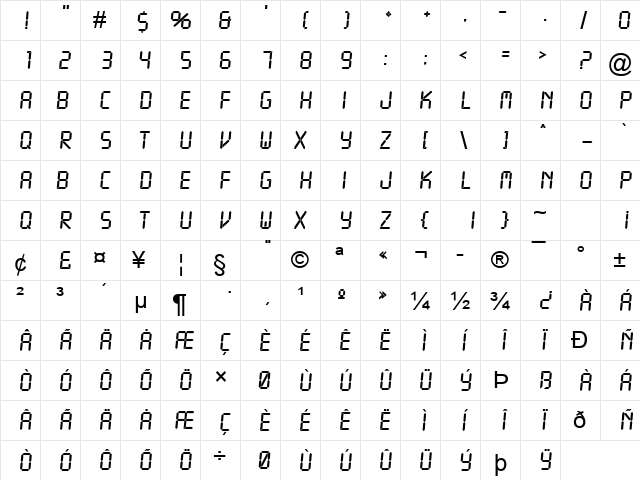 Time Normal  glyph index