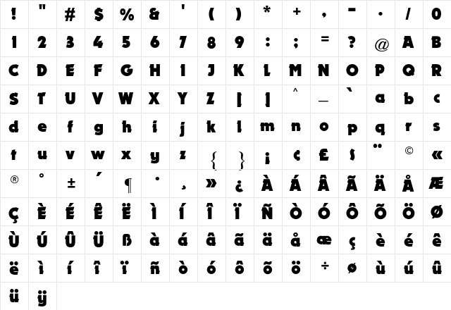 Dynamo CG Regular  glyph index