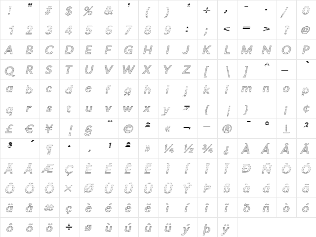 TomBeckerGradoE Italic  glyph index