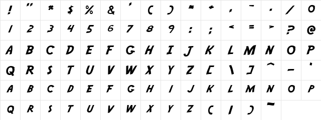 Kyaki Hirma Regular  glyph index
